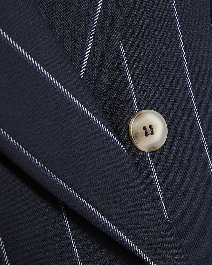 Navy Boxy Pinstripe Hybrid Waistcoat