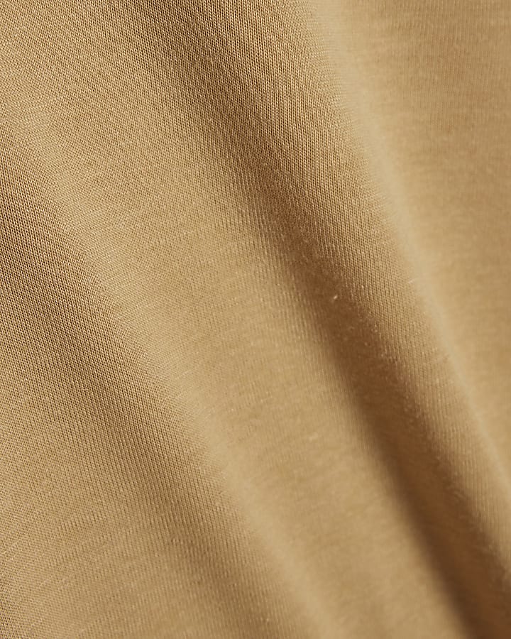 Beige Linen Blend Scoop Neck Tank Top