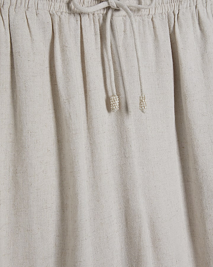 Beige Linen Blend Trousers