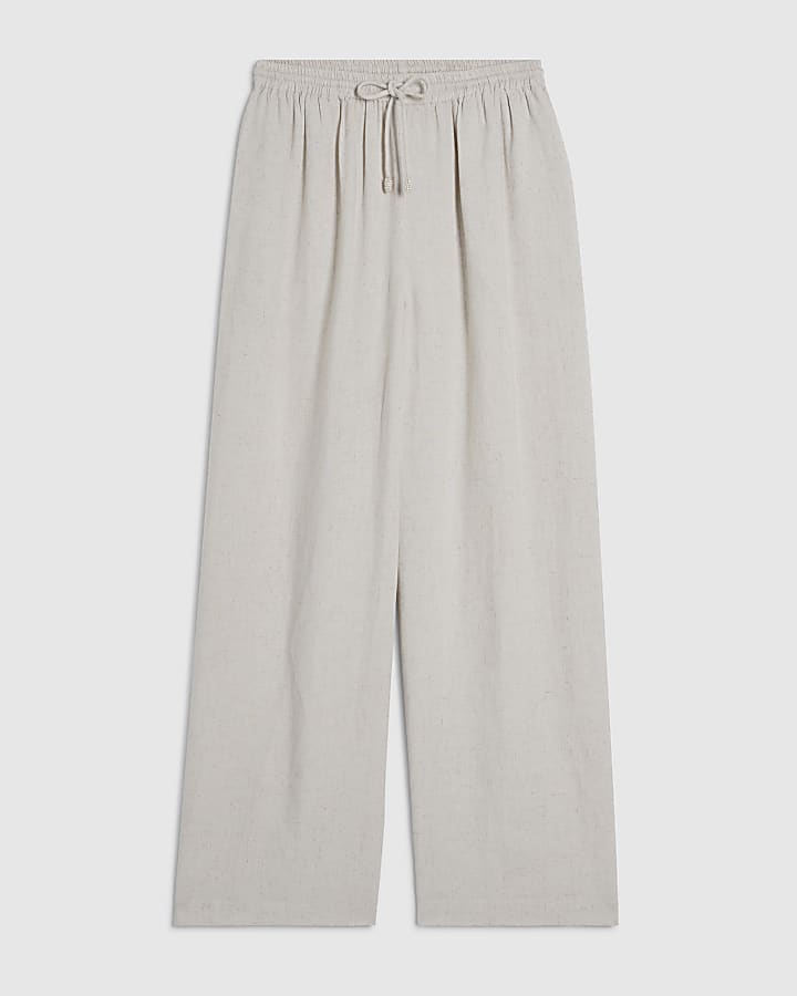 Beige Linen Blend Trousers