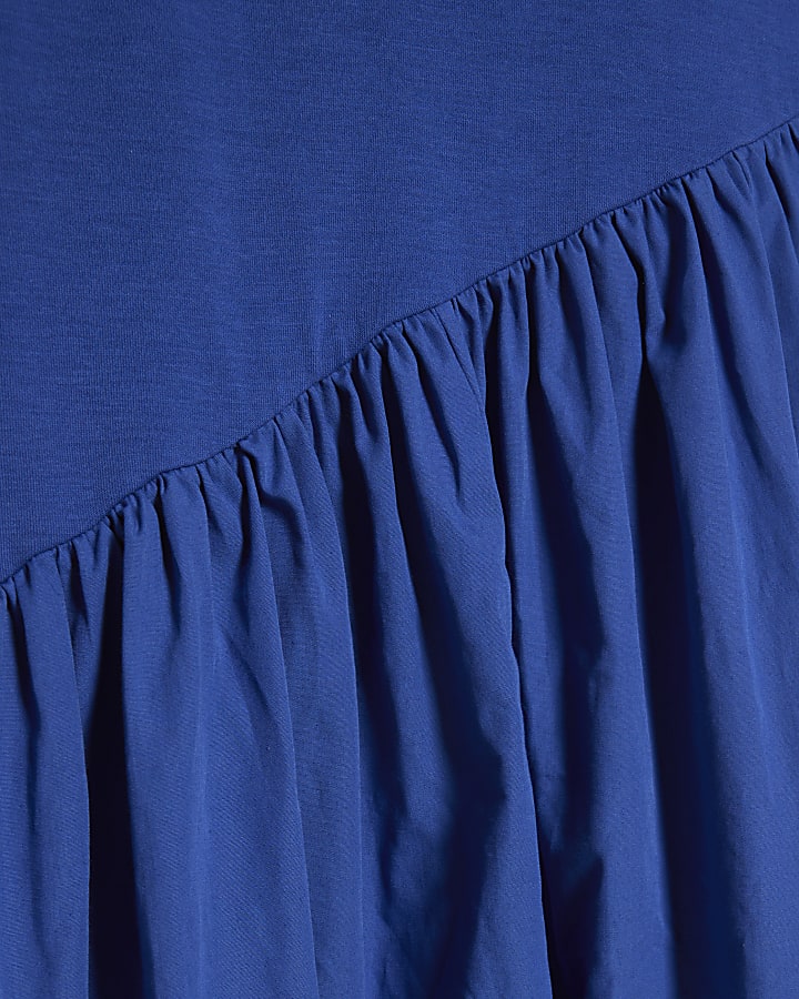 Blue Hybrid Asymmetric Maxi Dress