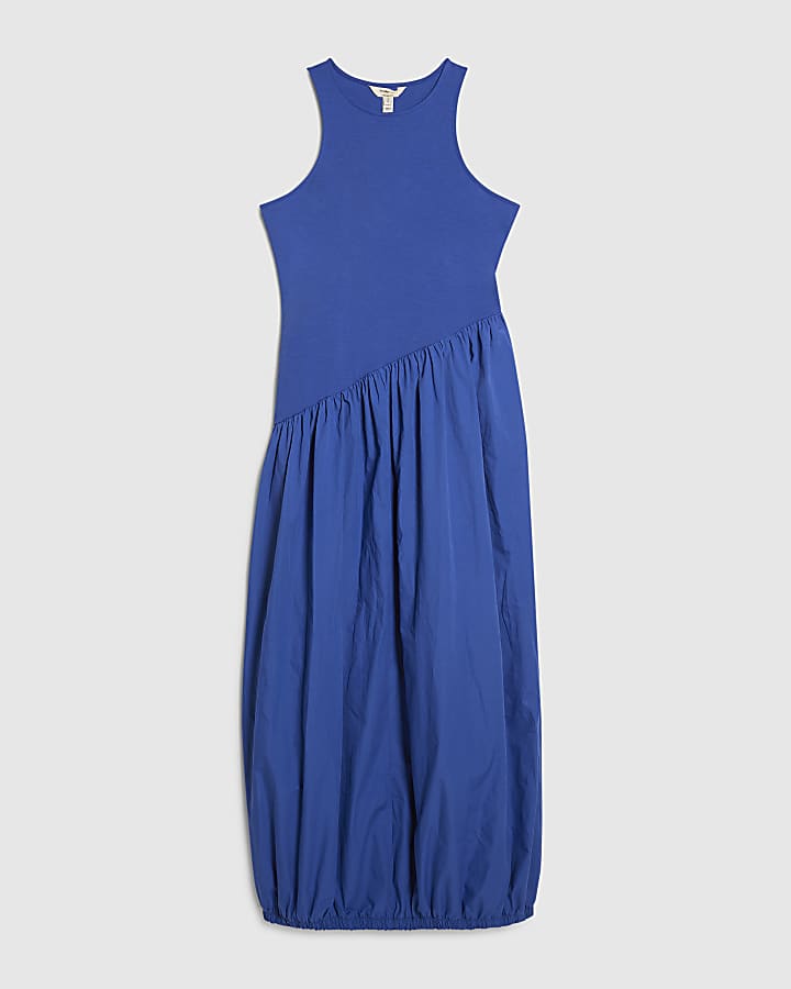 Blue Hybrid Asymmetric Maxi Dress