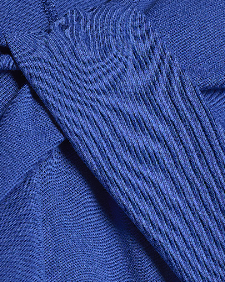 Blue Short Sleeve Twist Front Top