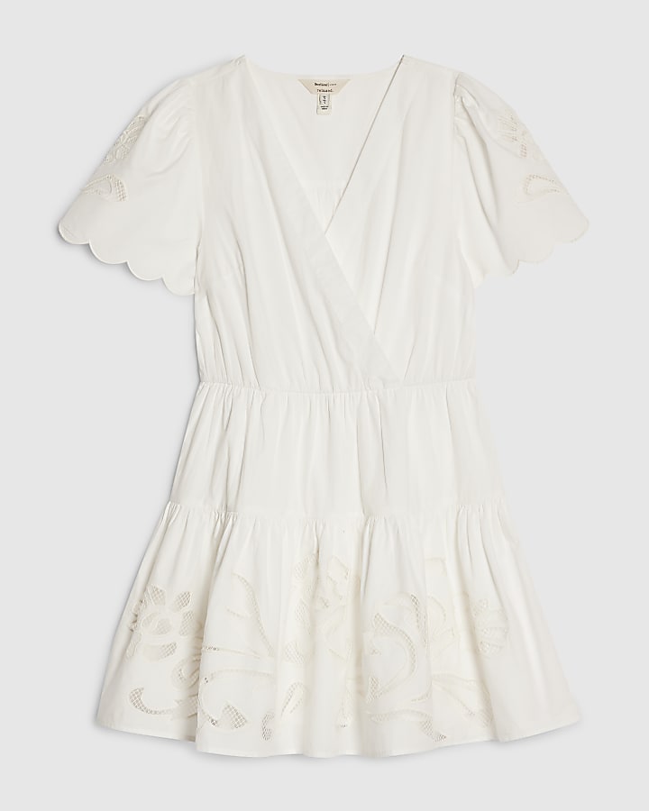 Petite Cream Short Sleeve Poplin Mini Dress