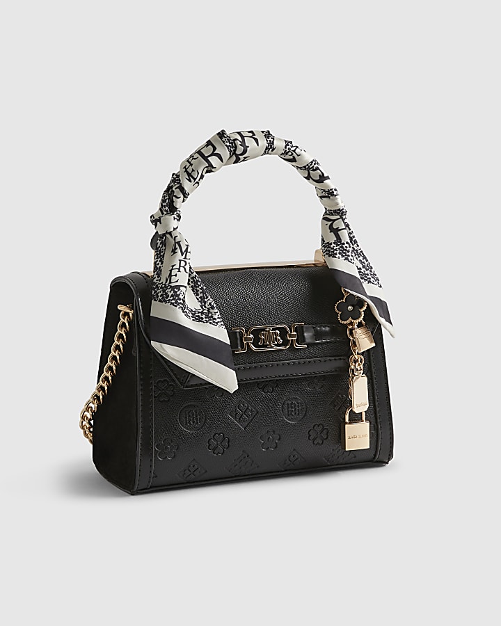Black Mini Embossed Scarf Tote Bag