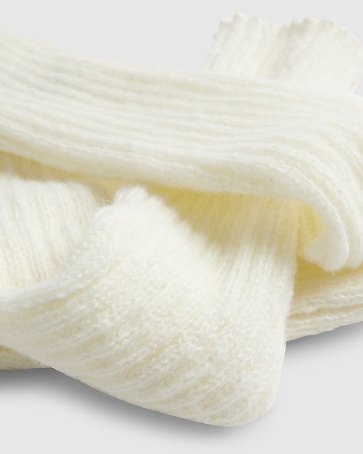 Cream Knitted Ribbed Leg Warmers