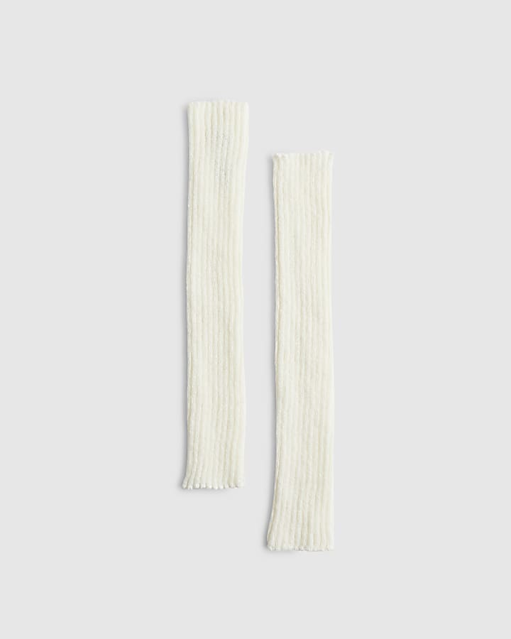 Cream Knitted Ribbed Leg Warmers
