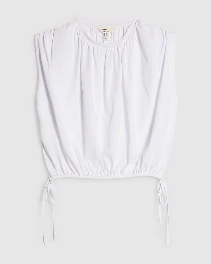 White Sleeveless Bubble Hem Top