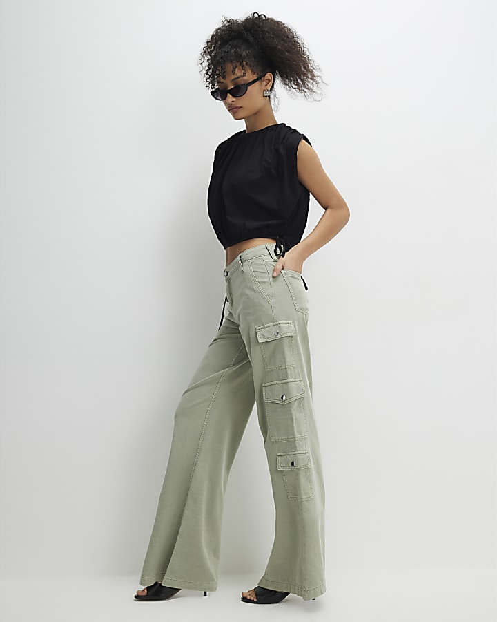 Black Short Sleeve Bubble Hem T-Shirt