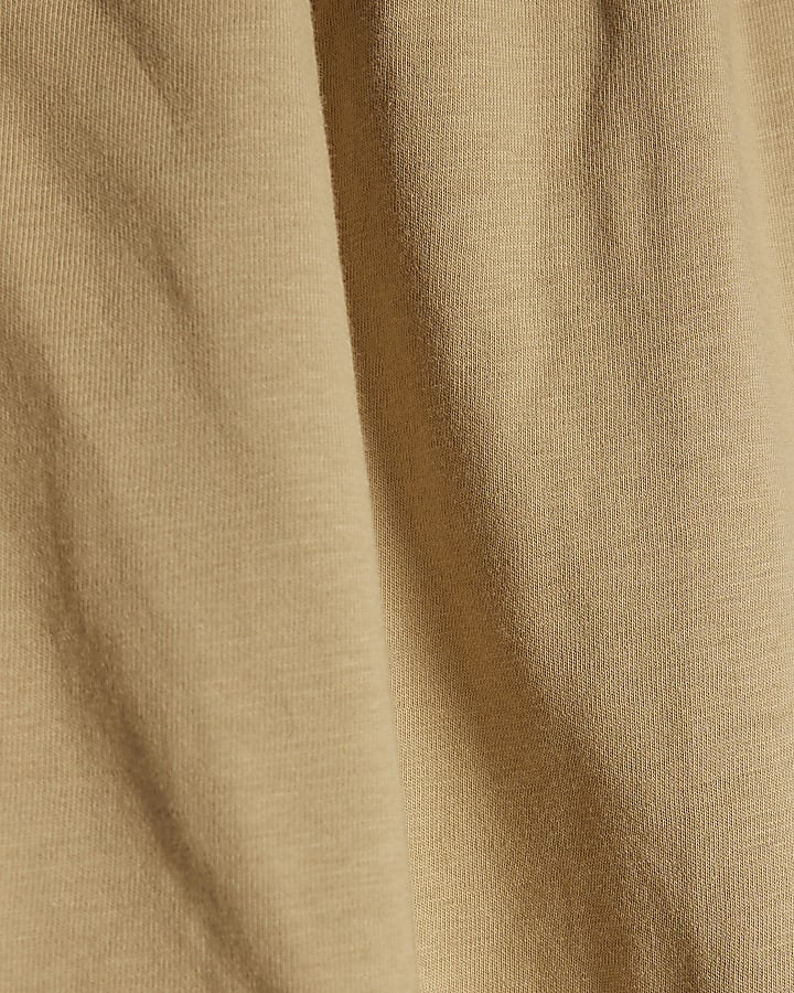 Beige Bubble Hem T-Shirt