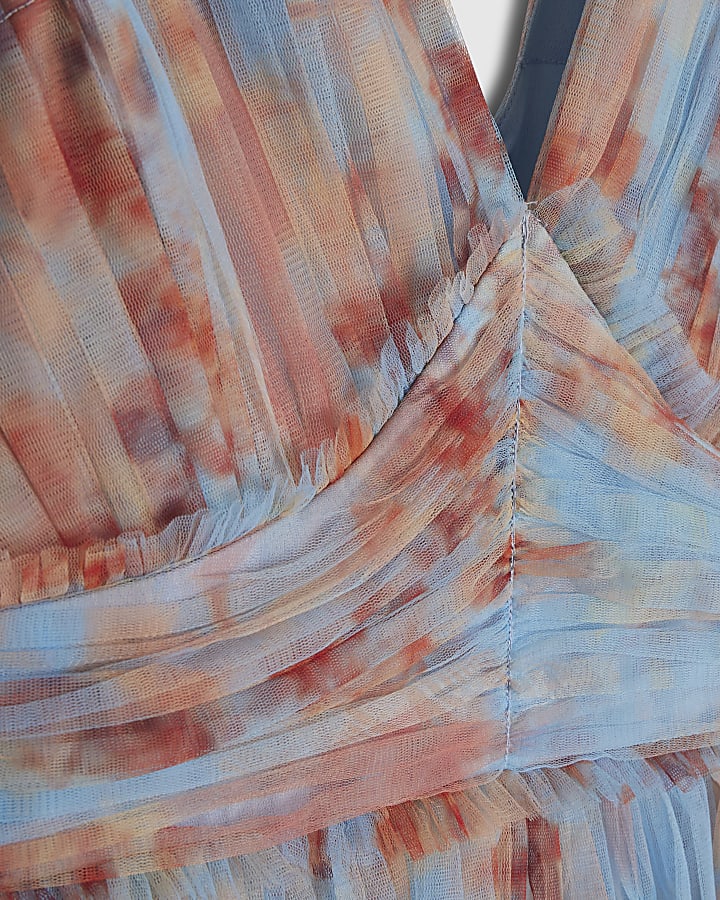 Blue Tulle Midi Dress