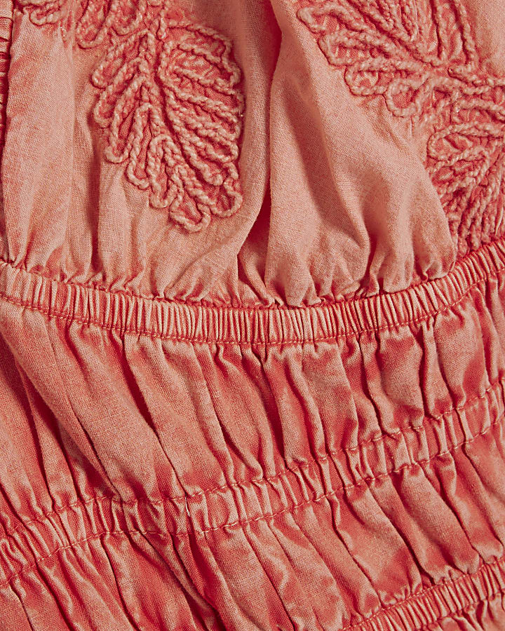 Pink Cotton Short Sleeve Cornelli Mini Dress