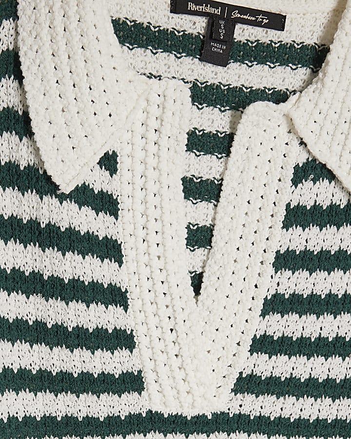 Green Knitted Polo Mini Dress