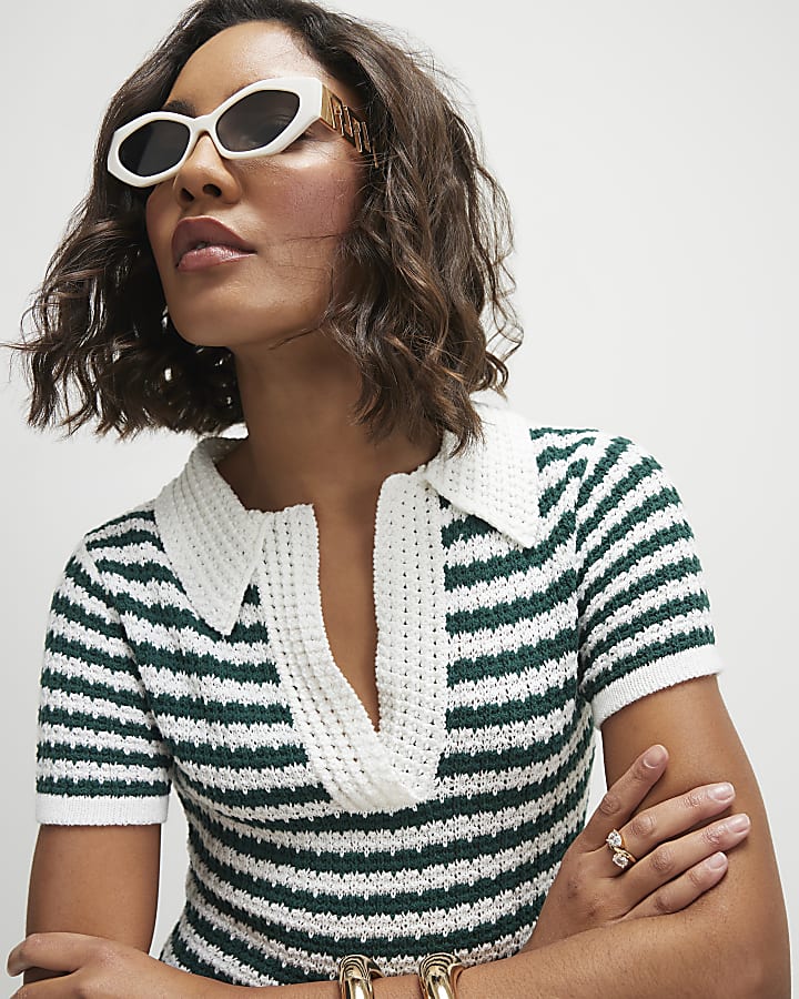 Green Knitted Polo Mini Dress