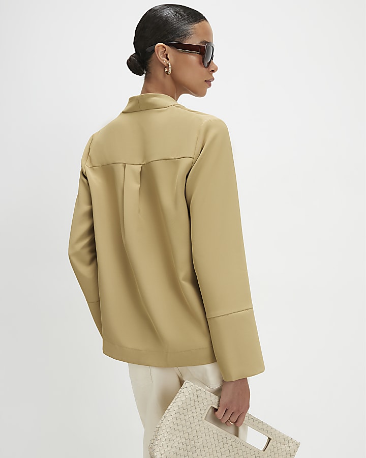 Green Long Sleeve Pocket Detail Tunic Top