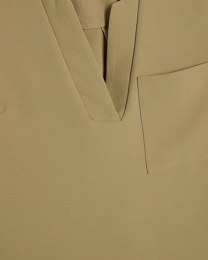 Green Long Sleeve Pocket Detail Tunic Top