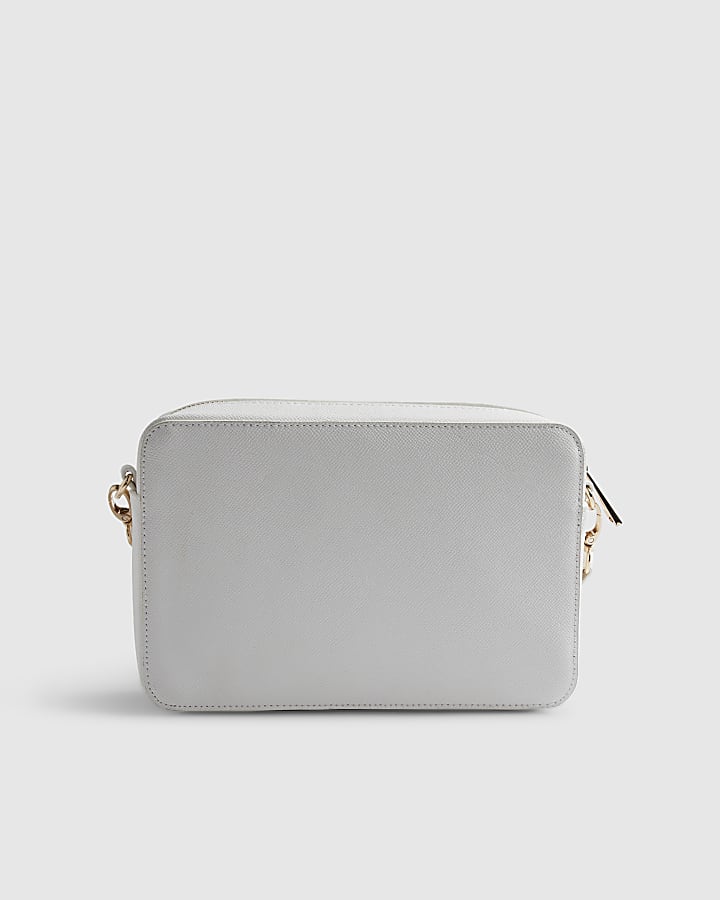 White Embossed Paneled Crossbody Bag