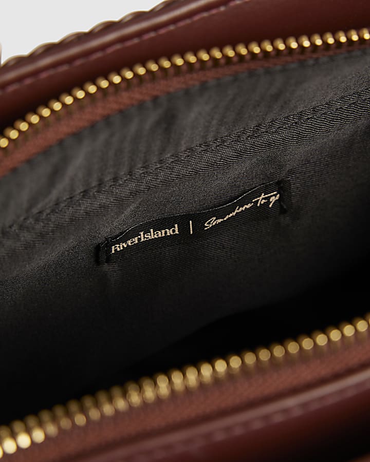 Brown Woven Mini Crossbody Bag