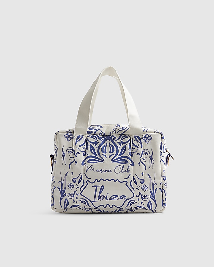 White Ibiza Print Holdall Bag