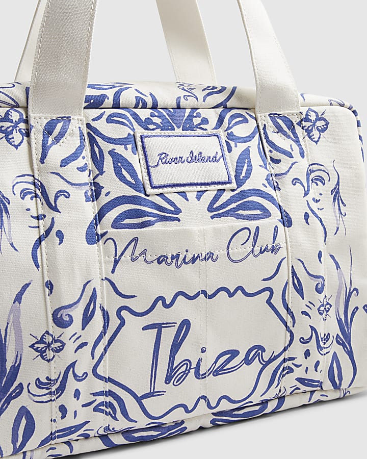 White Ibiza Print Holdall Bag