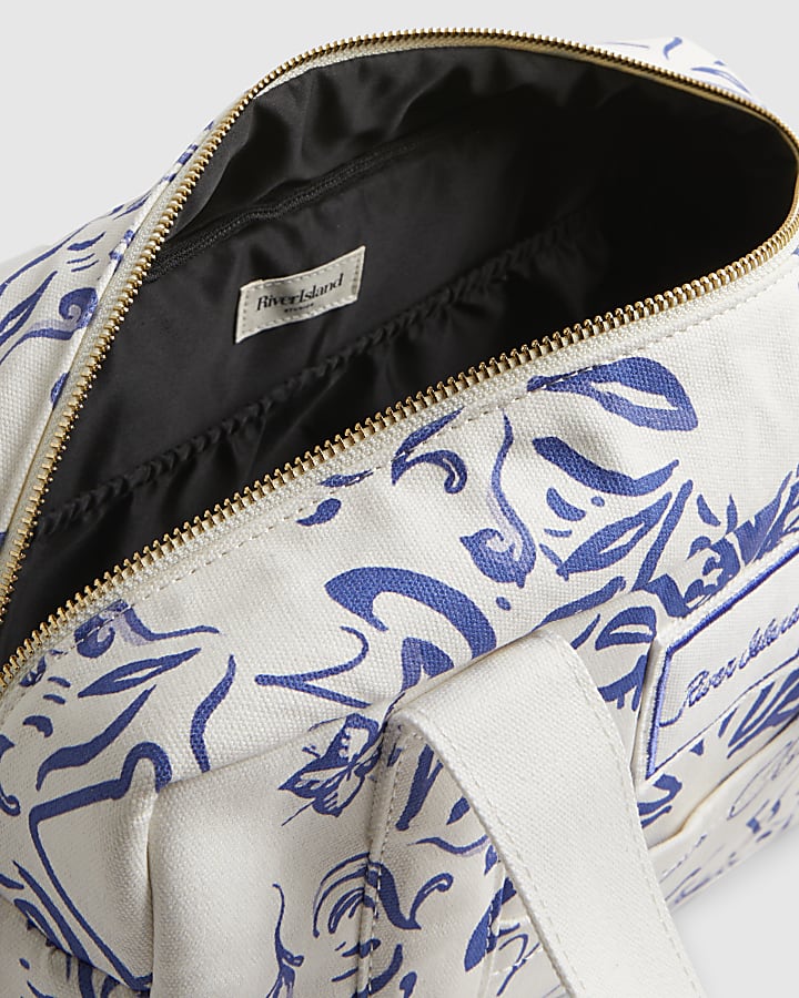 White Ibiza Print Holdall Bag