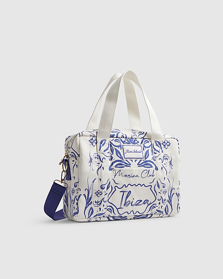 White Ibiza Print Holdall Bag
