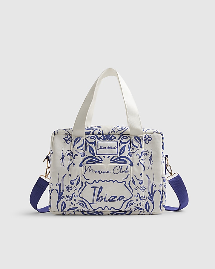 White Ibiza Print Holdall Bag