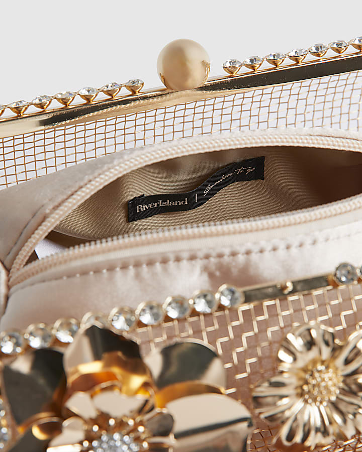 Gold Cylinder Floral Cage Bag