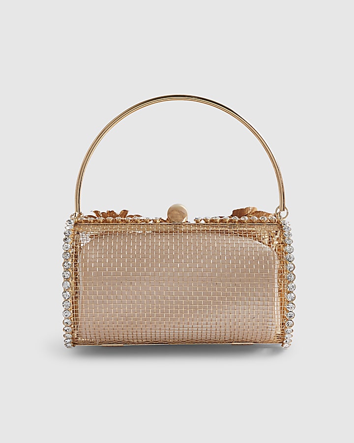 Gold Cylinder Floral Cage Bag