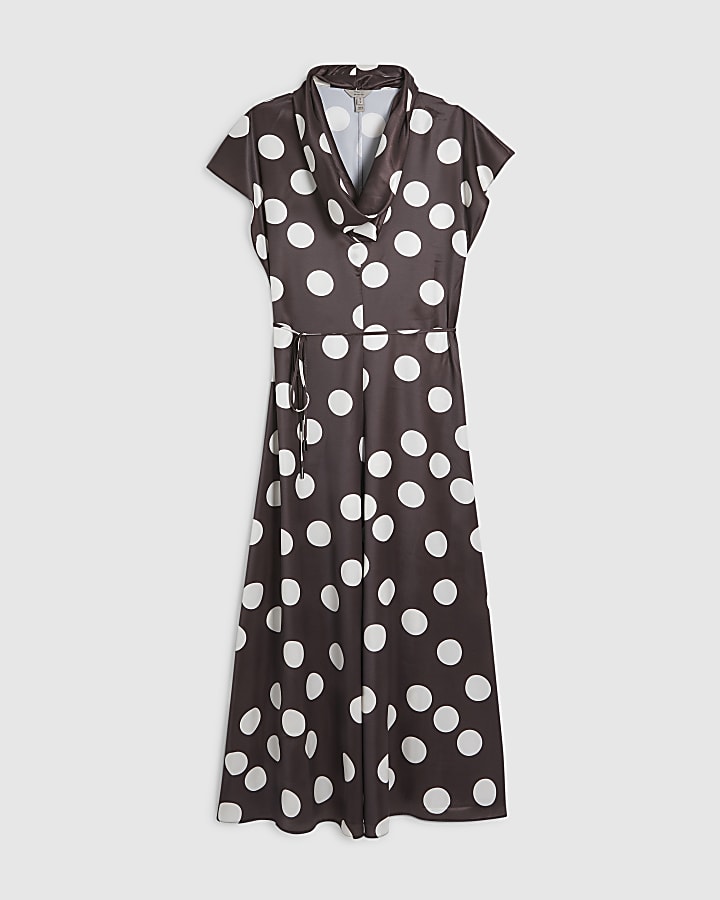 Brown Polka Dot Slip Dress