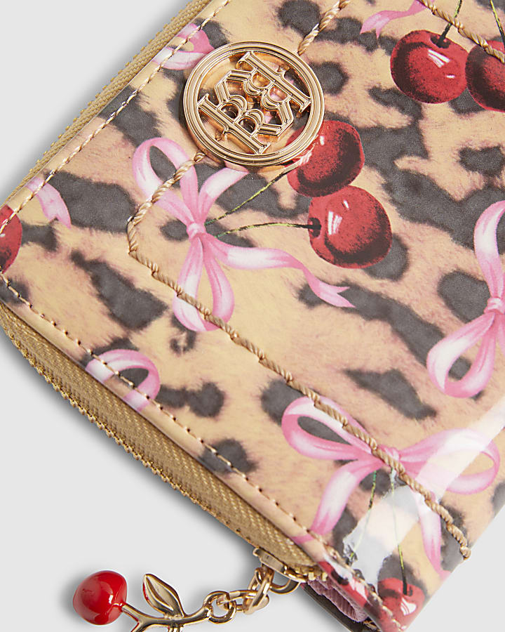 Brown Leopard Cherry Patent Mini Purse