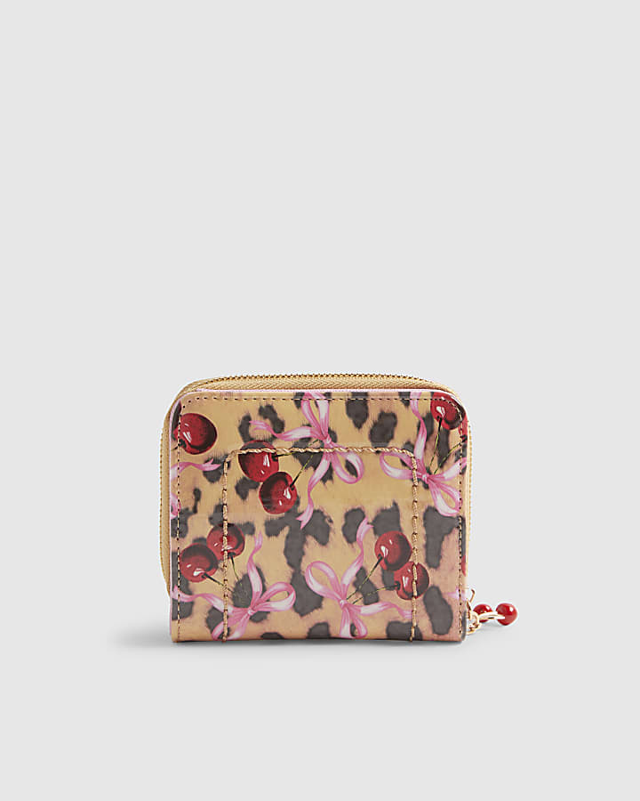 Brown Leopard Cherry Patent Mini Purse