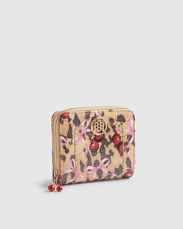 Brown Leopard Cherry Patent Mini Purse