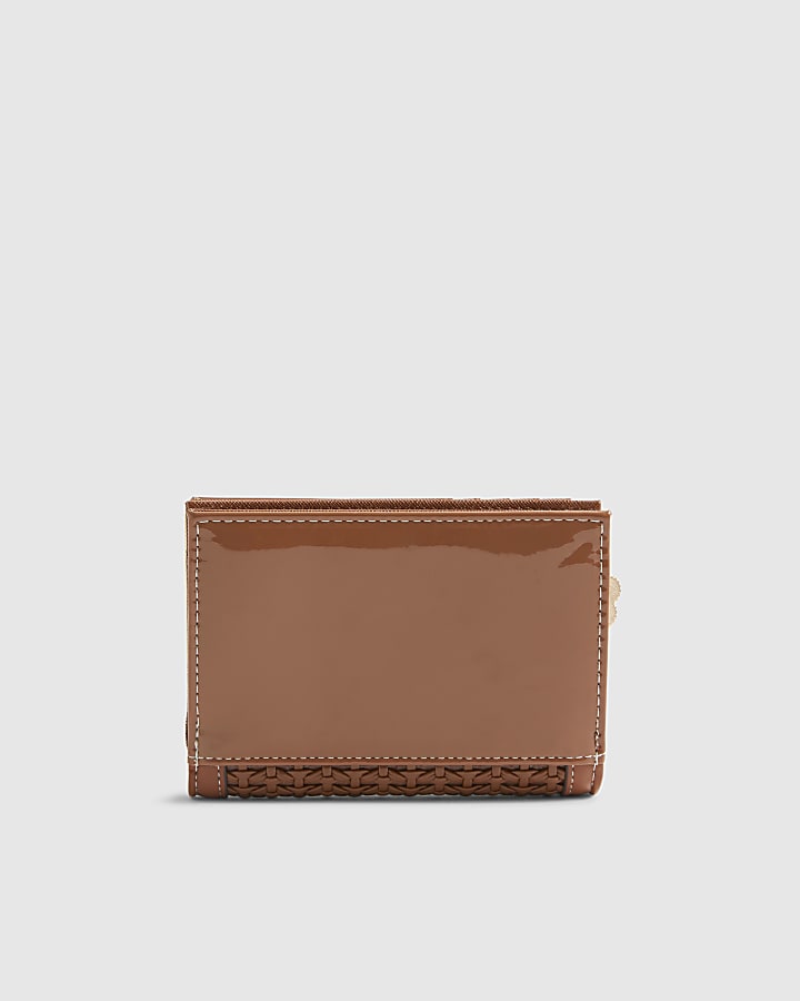 Brown Weave Foldout Purse