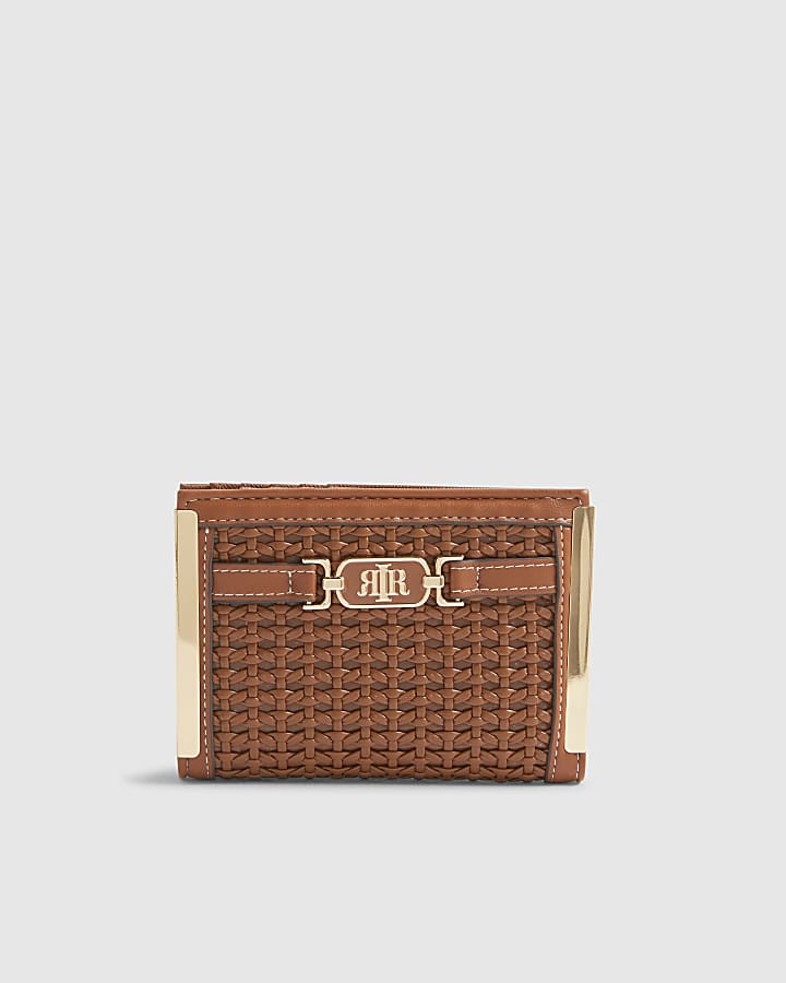 Brown Weave Foldout Purse