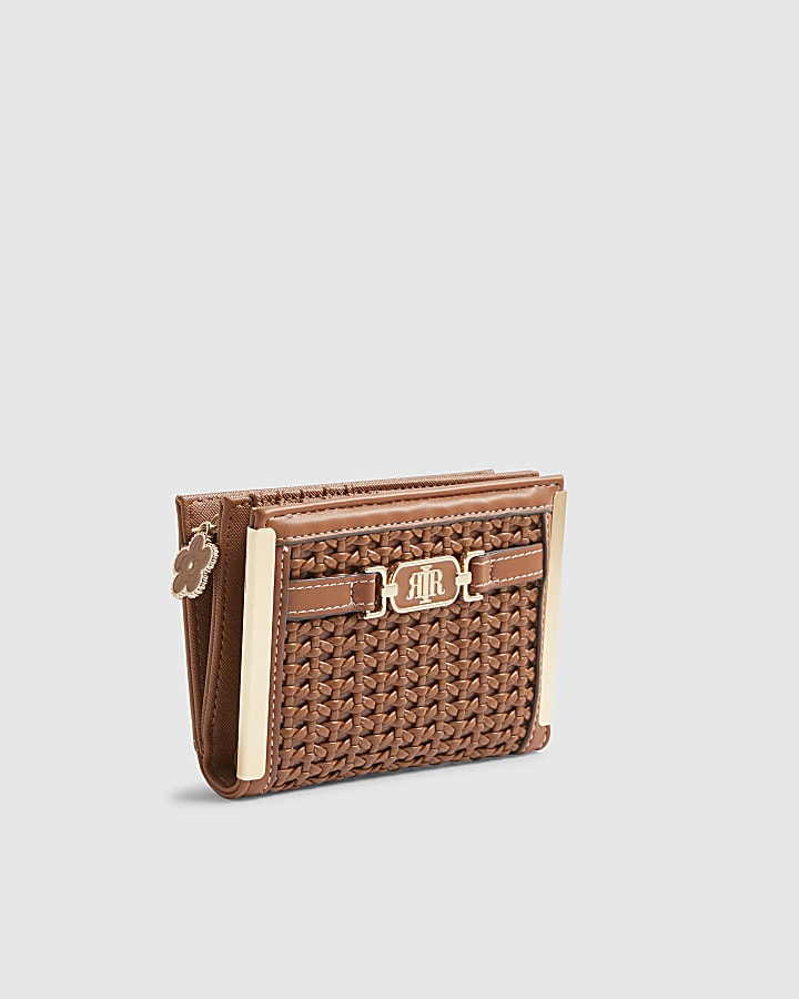 Brown Weave Foldout Purse