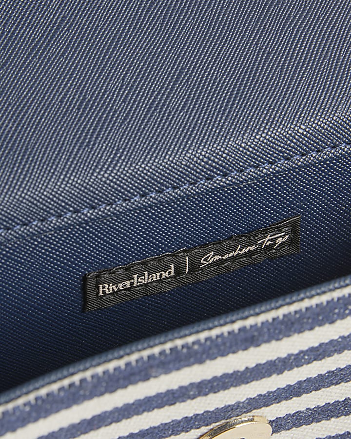 Navy Mini Stripe Satchel Purse