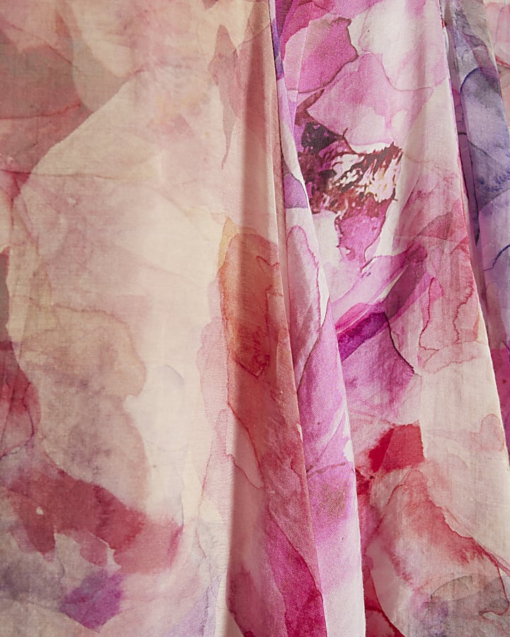 Pink Floral Print Bardot Mini Dress