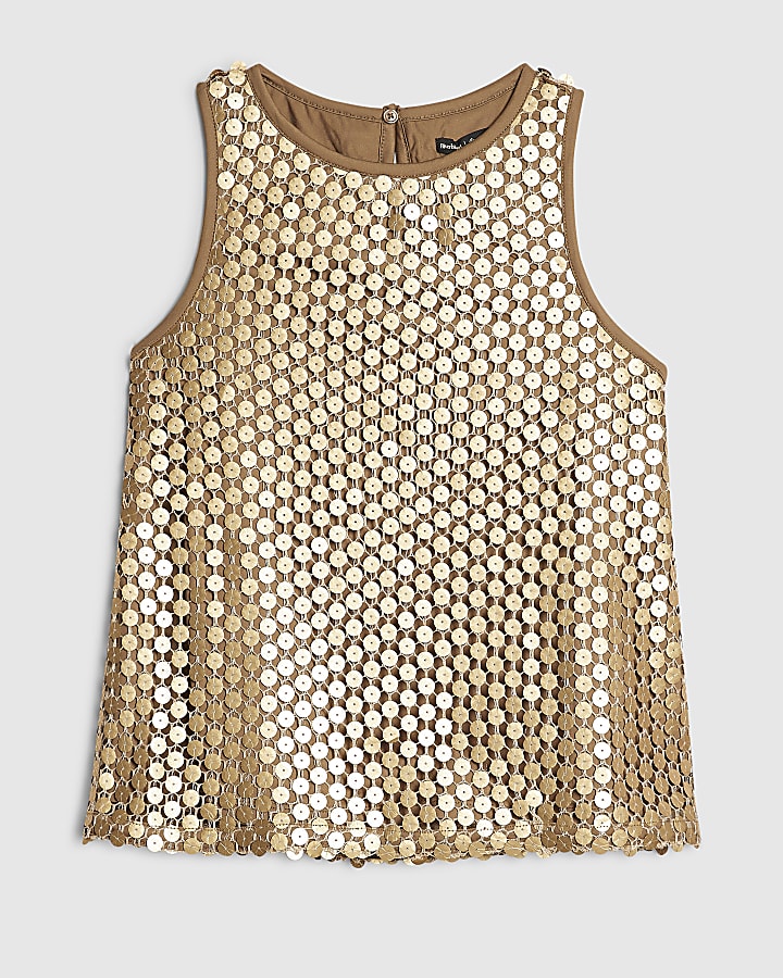 Gold Sequin Racer Top