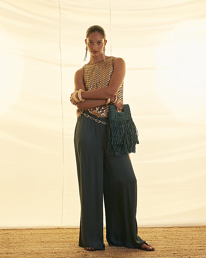 Gold Sequin Racer Top