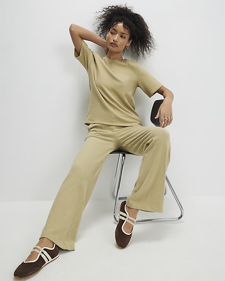 Green Cosy Wide Leg Joggers