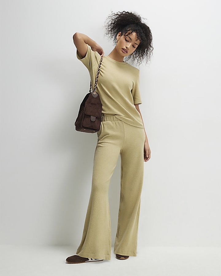 Green Cosy Wide Leg Joggers