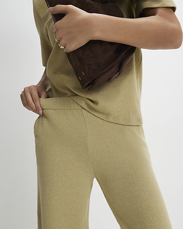 Green Cosy Wide Leg Joggers