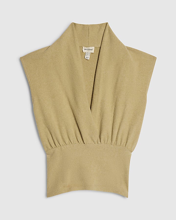 Green Sleeveless Cosy Wrap Top