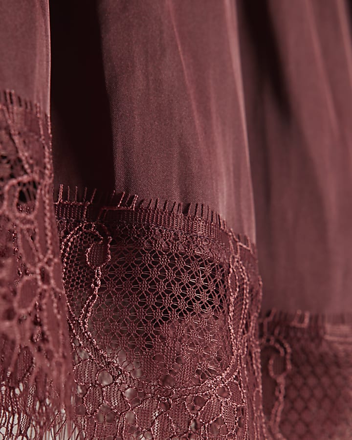 Red Satin Lace Trim Cami