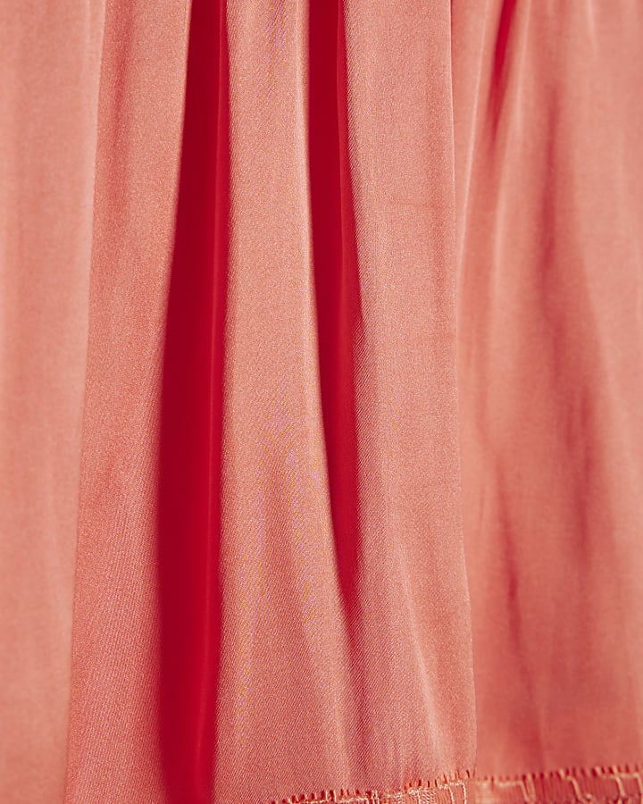 Pink Satin Lace Trim Cami