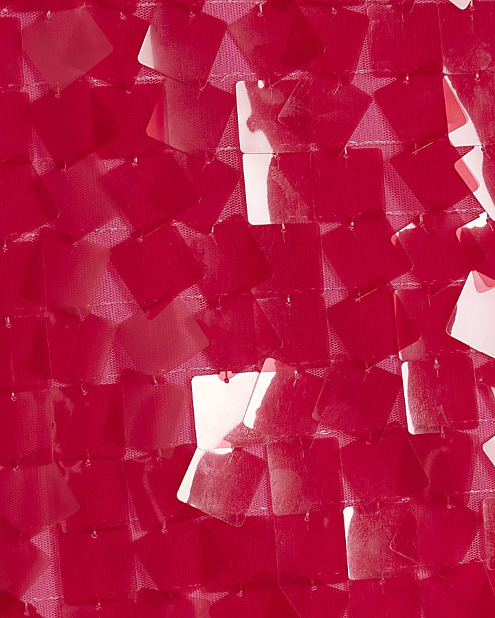 Pink Square Sequin Mini Skirt