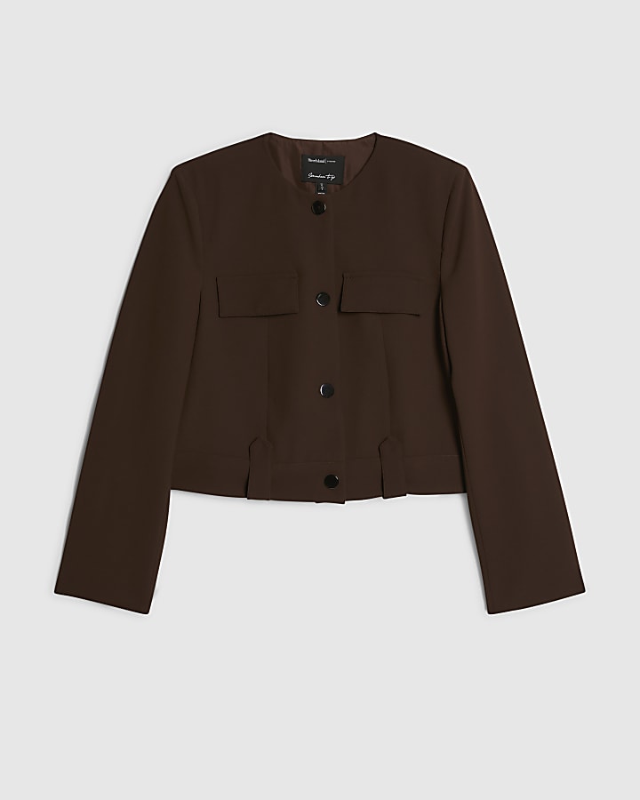 Brown Structured Boxy Trophy Jacket