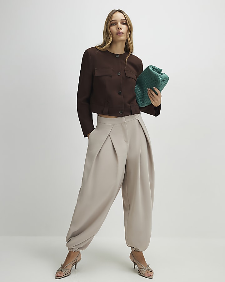 Brown Structured Boxy Trophy Jacket