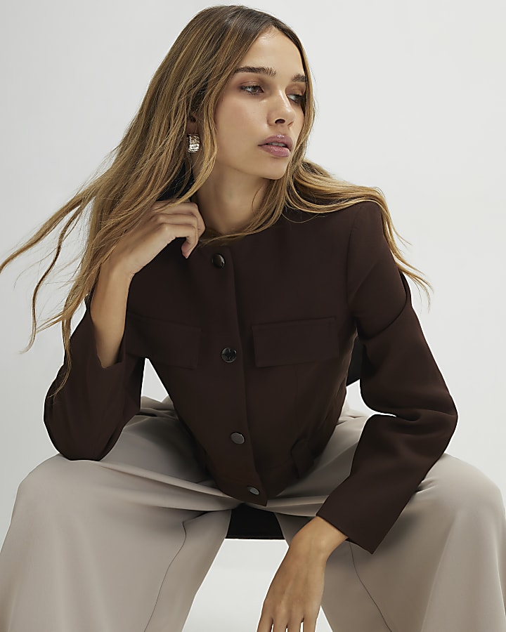 Brown Structured Boxy Trophy Jacket
